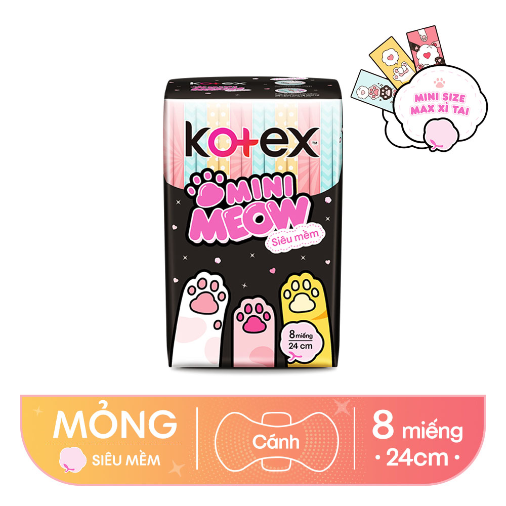 Combo Băng Vệ Sinh Kotex hằng ngày kháng khuẩn 40 miếng + Thảo dược SMC 8 miếng + Mini Meow SMC 8 miếng