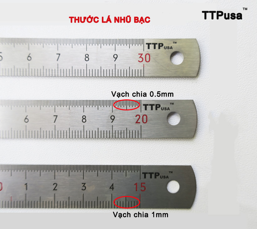 Thước lá inox nhũ bạc SUS304 TTPusa