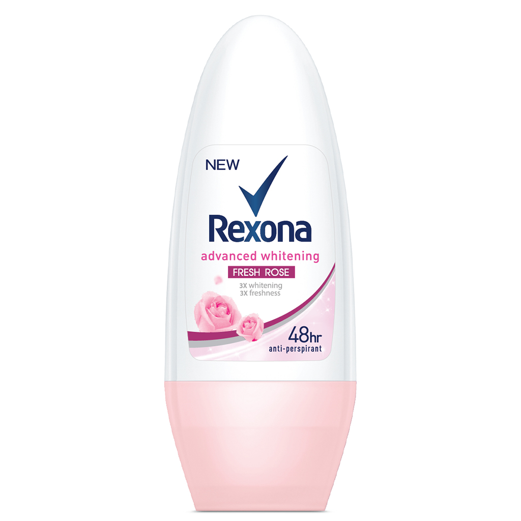 Lăn khử mùi Rexona Whitening Fresh Rose dưỡng sáng tự nhiên hương hoa hồng dành cho nữ, 50ml