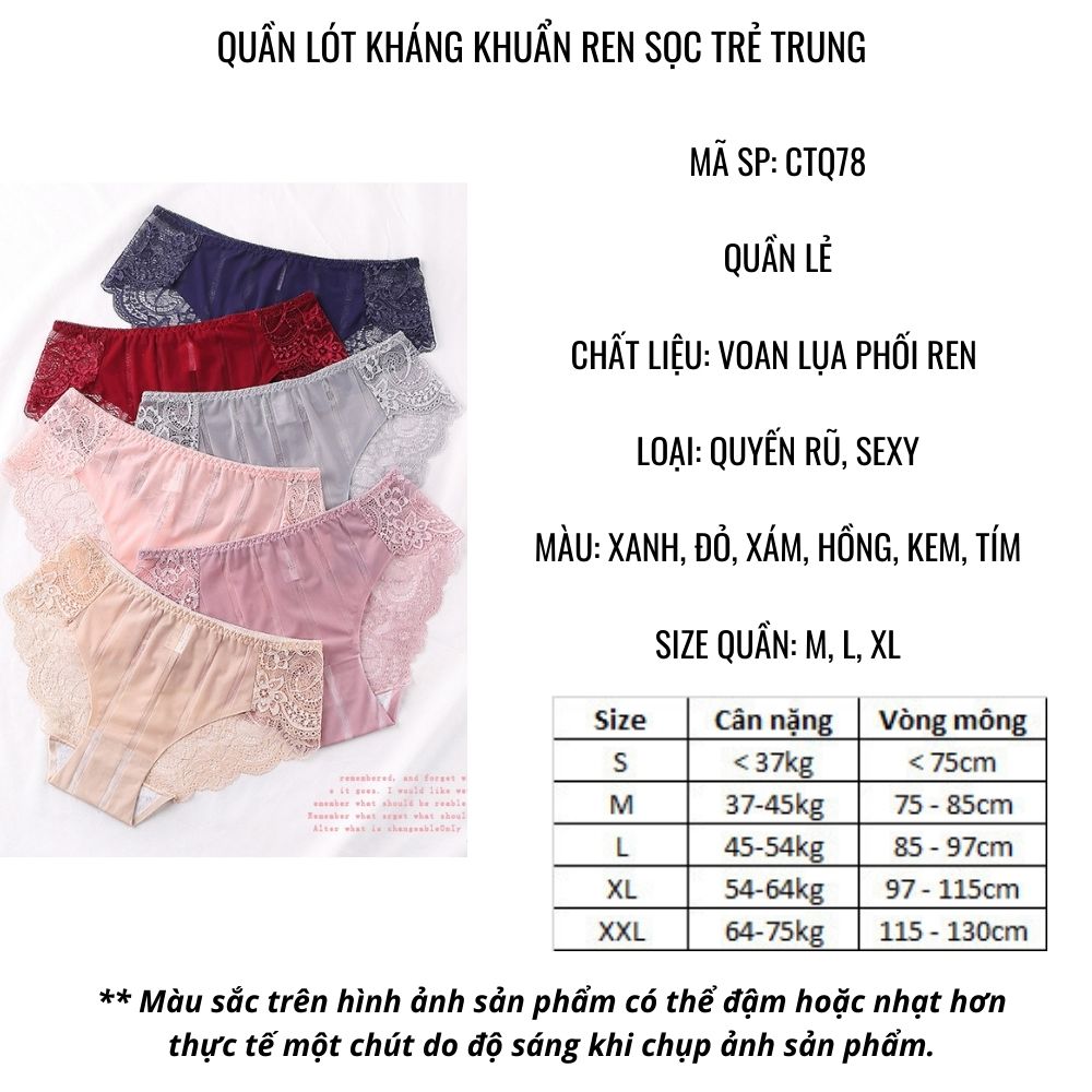 Quần lót kháng khuẩn ren sọc trẻ trung.