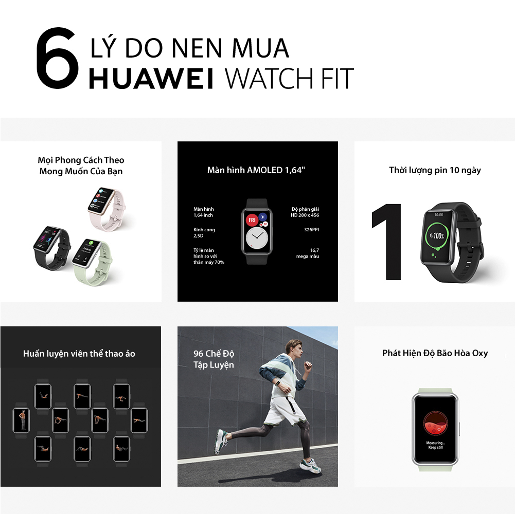 Đồng hồ thông minh Huawei Watch Fit - Hàng Phân Phối Chính Hãng