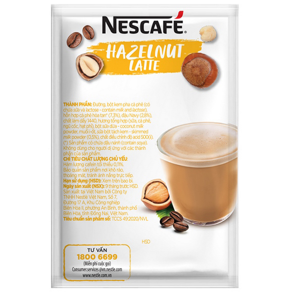 Cà phê hòa tan Nescafé Latte sữa hạt vị hạt phỉ (Hộp 10 gói x 24g) - [BAO BÌ MỚI]