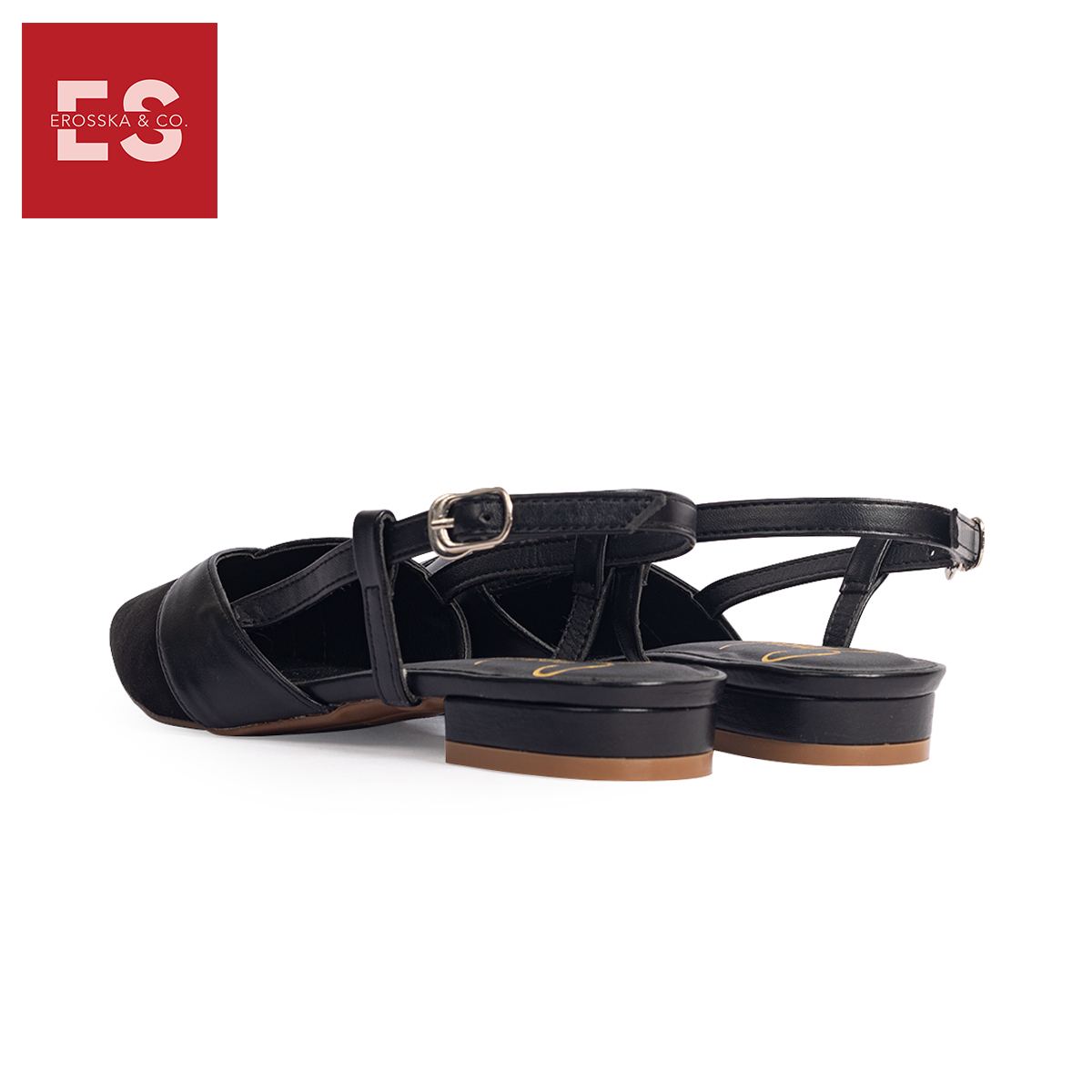 Giày Sandal Nữ Đế Bệt Mũi Nhọn Thời Trang Erosska EL005 ( Màu Đen)