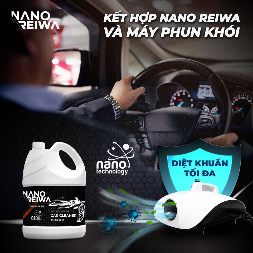 Can Phun Khói Nano Bạc Diệt Khuẩn Khử Mùi Ô TÔ, Nhà Cửa Nano Reiwa (Hàng chính hãng)