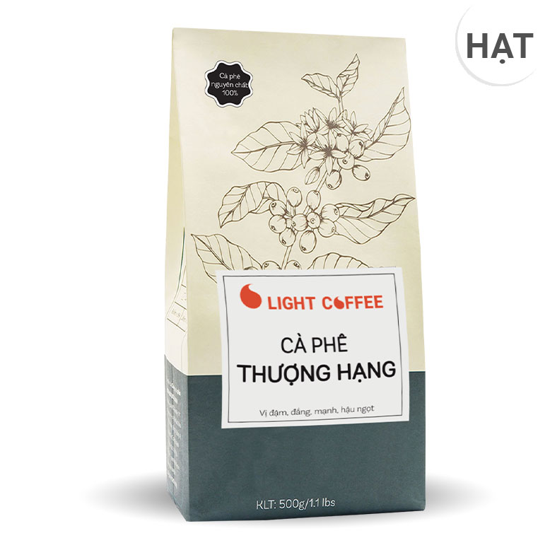 Cà phê hạt rang Thượng hạng Light coffee vị đậm, đắng mạnh, hậu ngọt - 500g