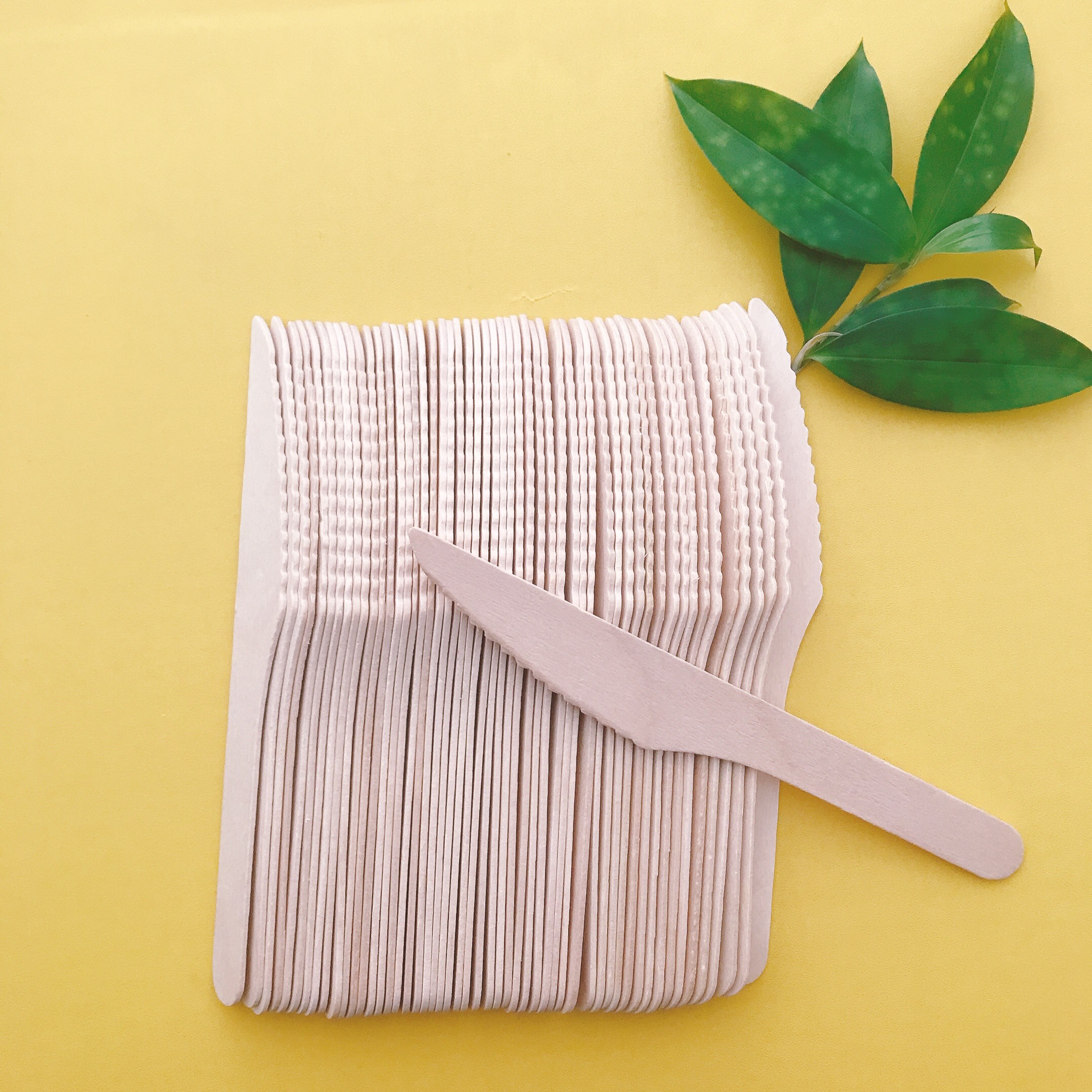 Eco Wooden Bộ 100 chiếc Dao gỗ sử dụng một lần thân thiện với môi trường