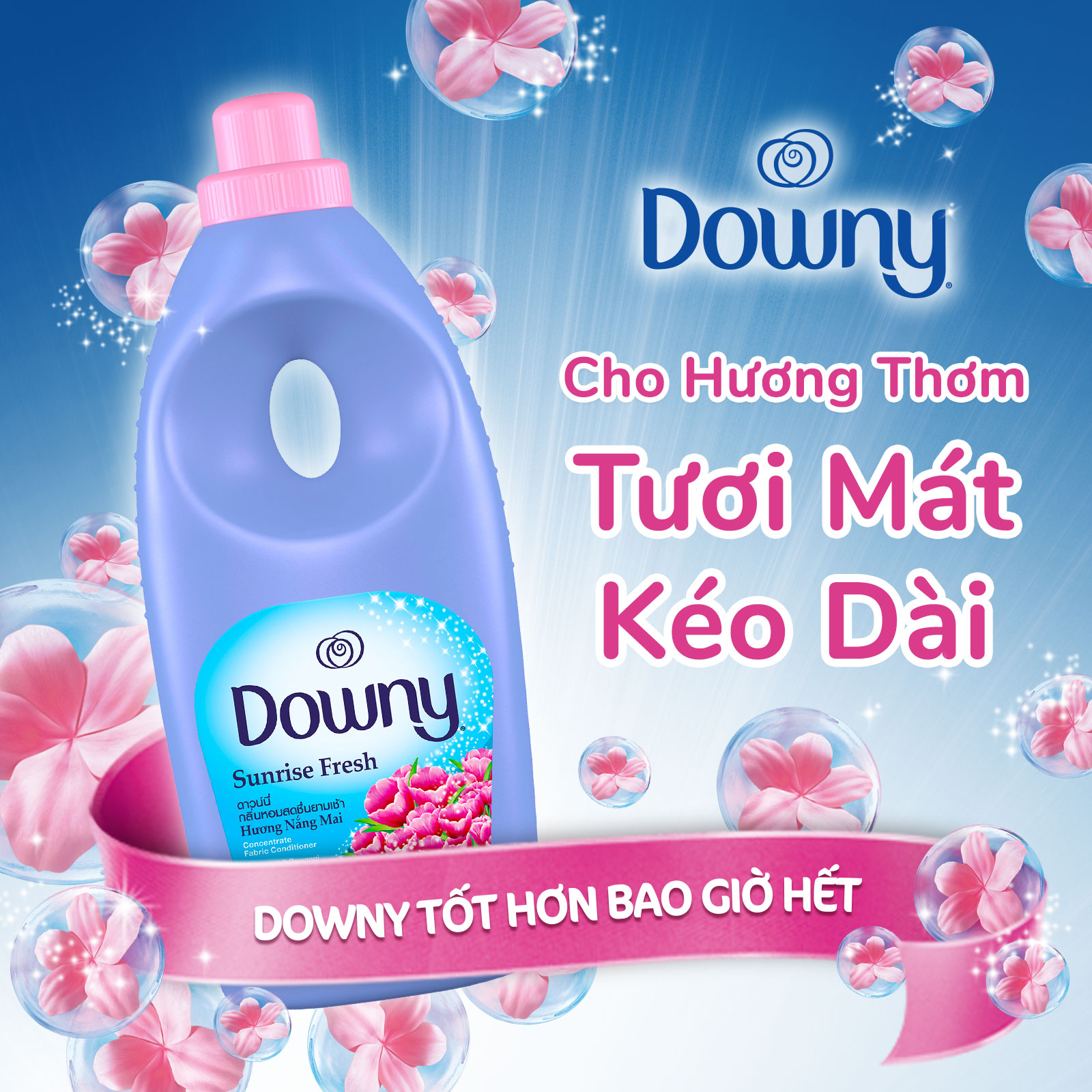 Nước Xả Vải Downy Nắng Mai Dạng Túi 2.4L