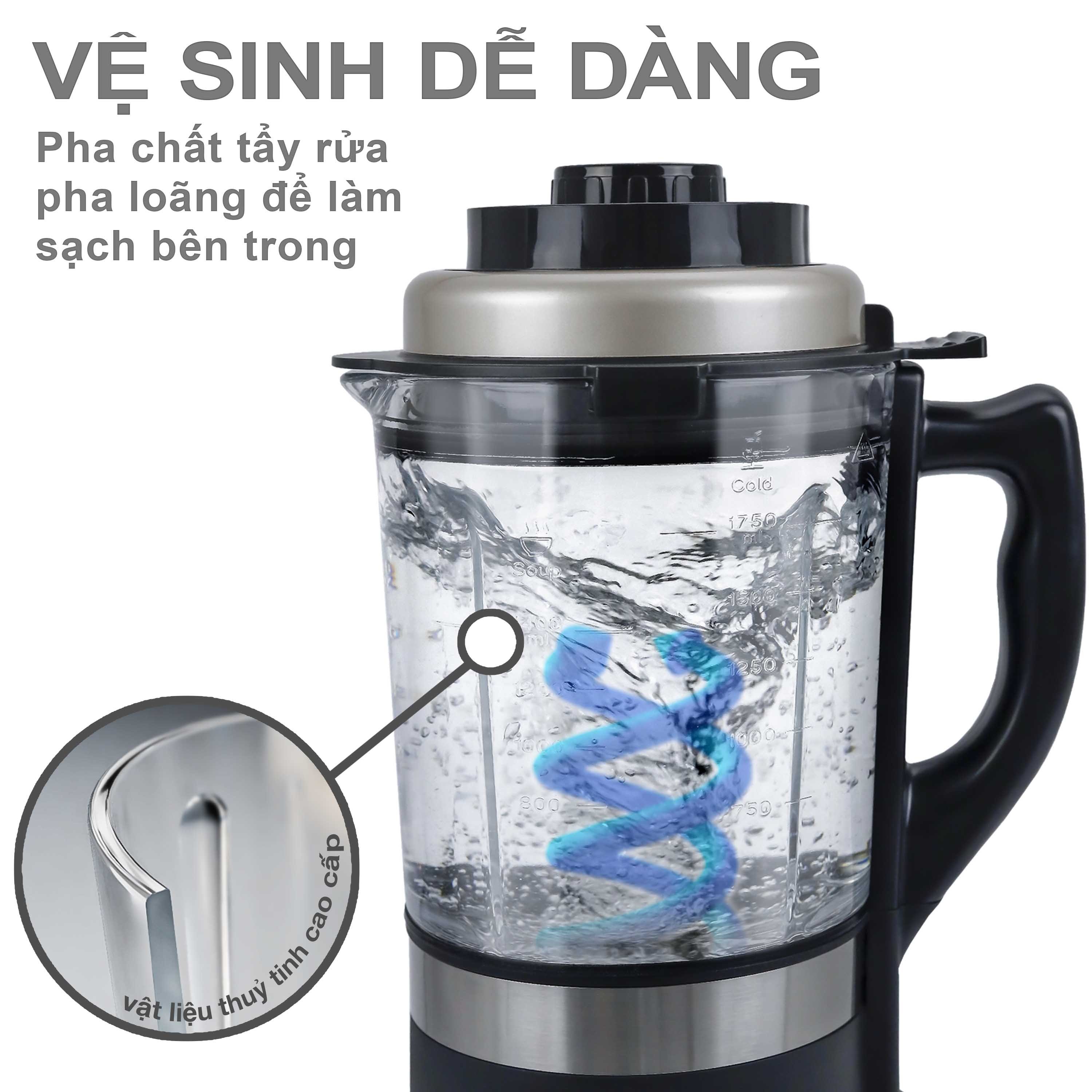 [1,7l - 800W]Máy Xay Sinh Tố Làm Sữa Hạt LEBENLANG Đức LBM919 - Grey