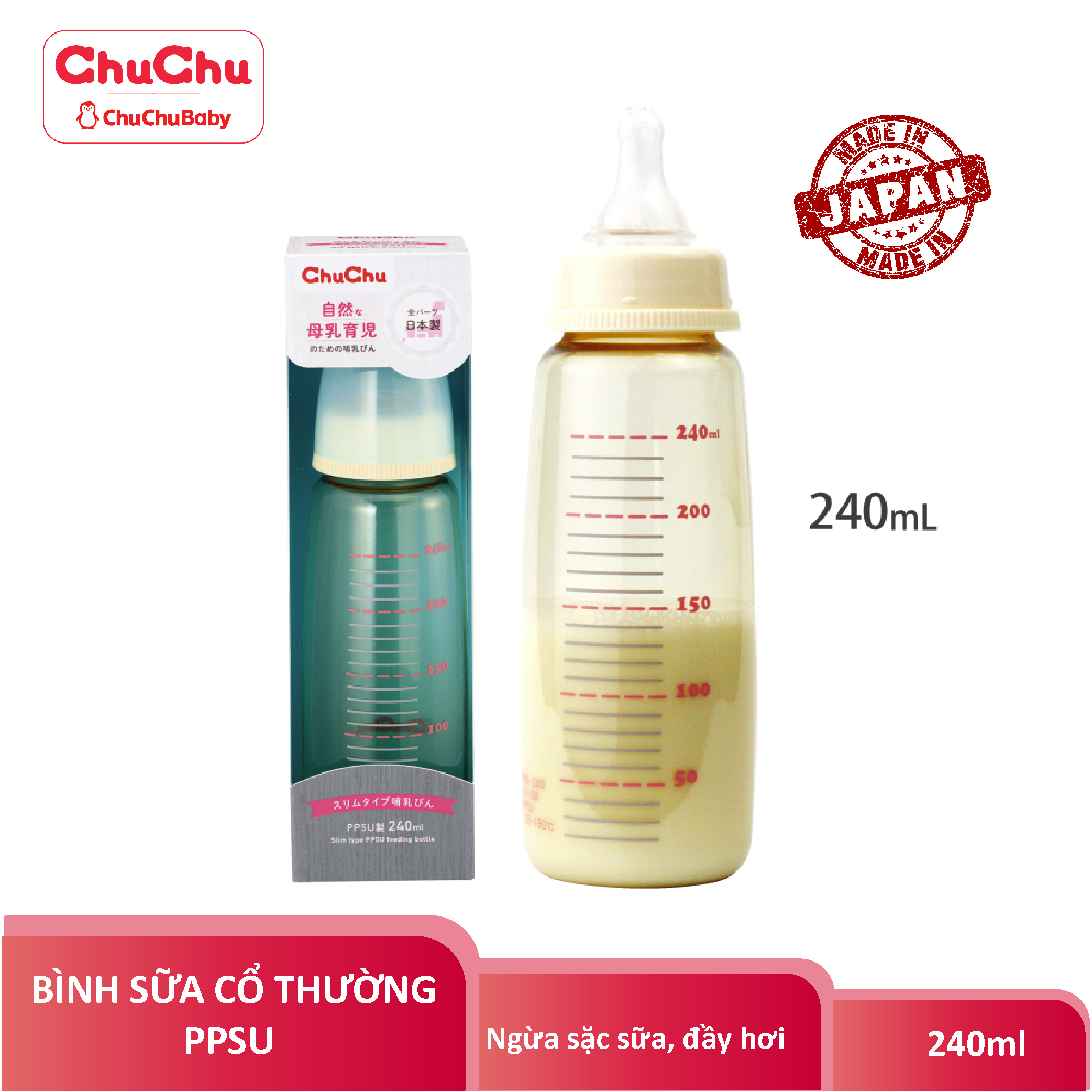 Bình Sữa Cổ Thường PPSU 240ML hoặc 150ML ChuchuBaby