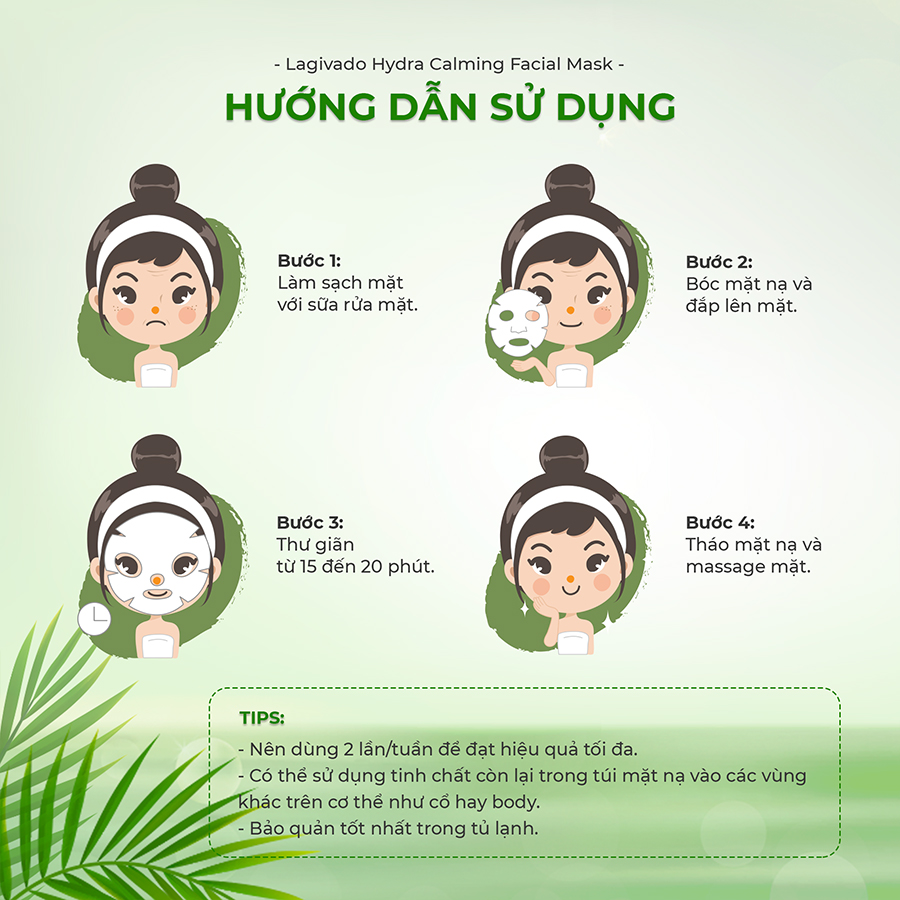 Set 10 Miếng Mặt Nạ Siêu Dưỡng Ẩm LAGIVADO HYDRA CALMING FACIAL MASK giúp da mềm mịn và căng bóng mỗi ngày