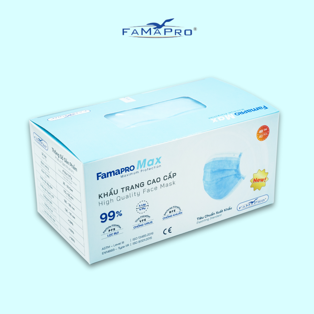 - Khẩu trang y tế kháng khuẩn 4 lớp Famapro Max - 1 HỘP