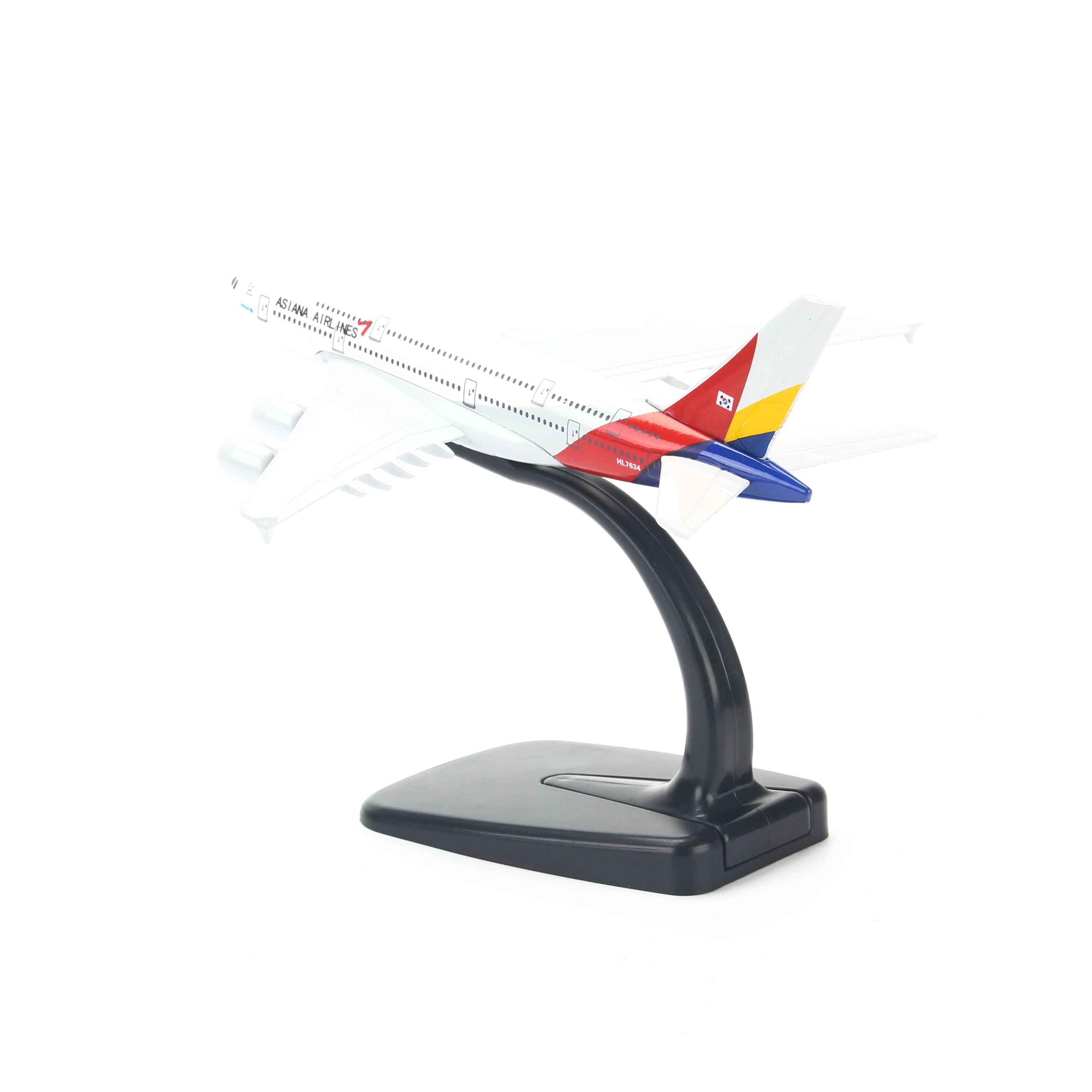 Mô hình máy bay A380 Asiana Airlines (16cm) - Trắng, Đỏ, Vàng, Xanh dương đậm