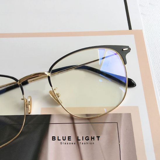 Kính Giả Cận, Gọng Kính Cận Nam Nữ Mắt Mèo Viền Đen Vàng Không Độ Hàn Quốc - BLUE LIGHT SHOP
