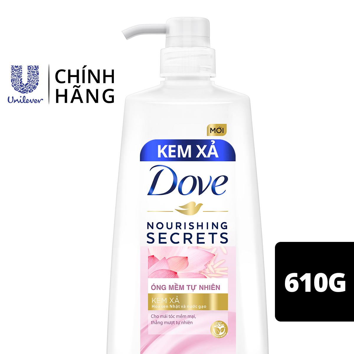 Dầu Xả Dove Óng Mềm Tự Nhiên 620g