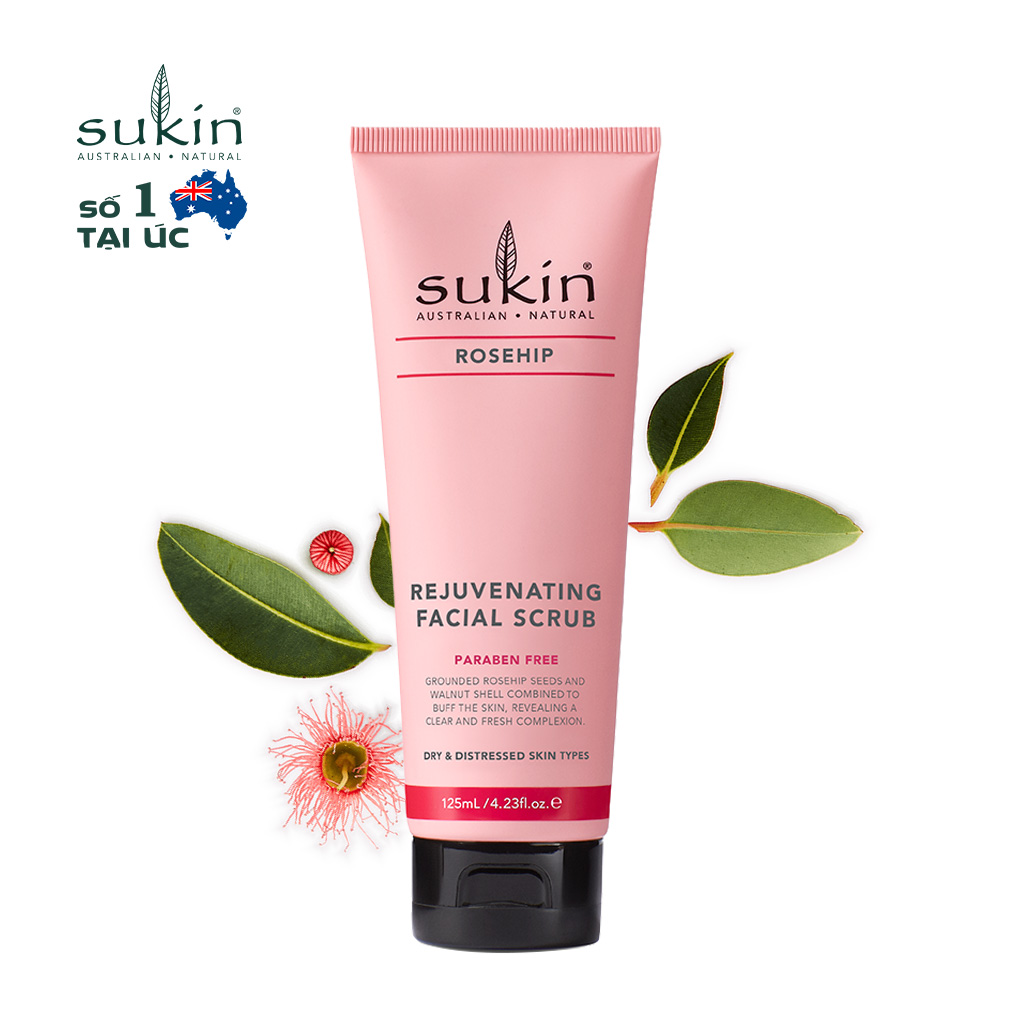 Kem Tẩy Tế Bào Chết Trẻ Hóa Da Mặt Sukin Rosehip Rejuvenating Facial Scrub 125ml