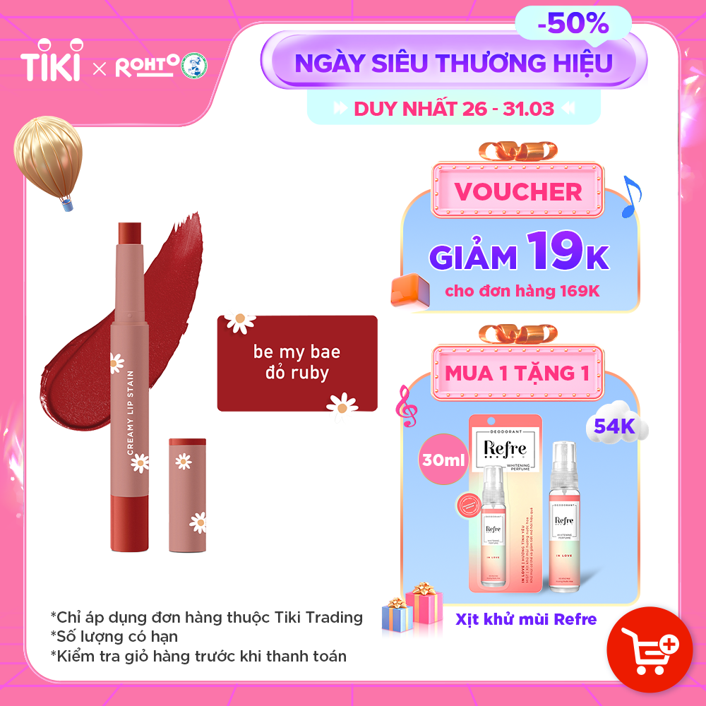 Son lì dạng thỏi Flawsome Creamy Lip Stain (2g) Sunday Morning (Màu Đỏ hồng trầm)