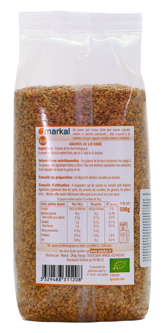 Hạt lanh nâu và vàng hữu cơ 500g -  Markal