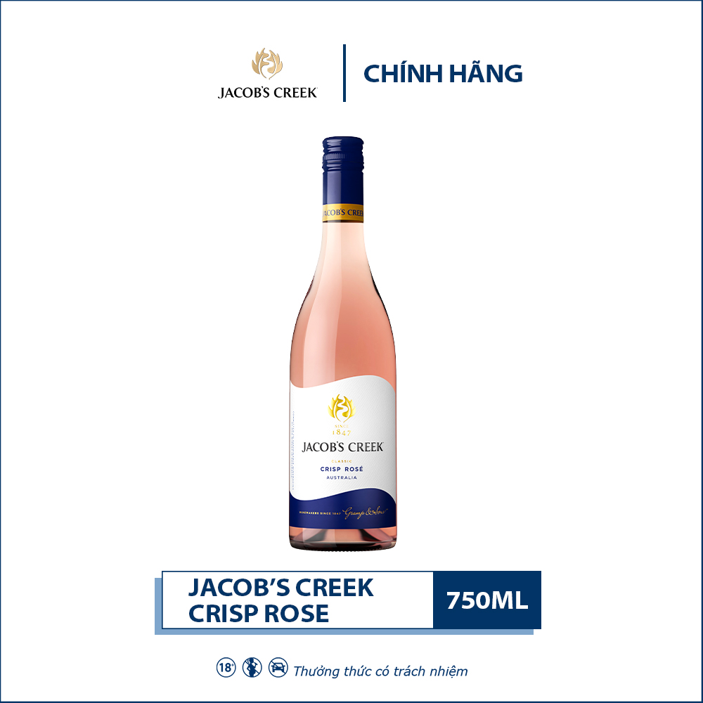Rượu vang hồng Jacob's Creek Classic Crisp Rosé 750ml 12.0% - Không hộp