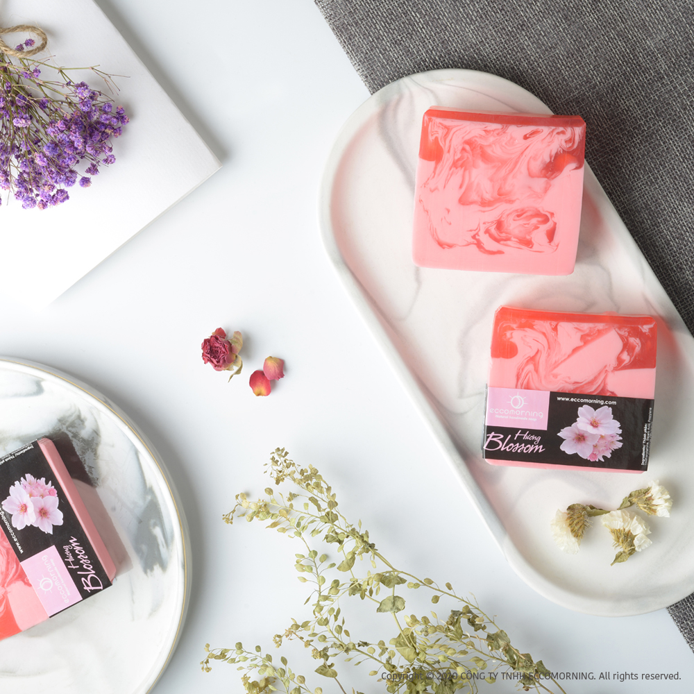 Xà Bông Thiên Nhiên Handmade eccomorning Hình Vuông Hương Hoa Anh Đào – Blossom Soap