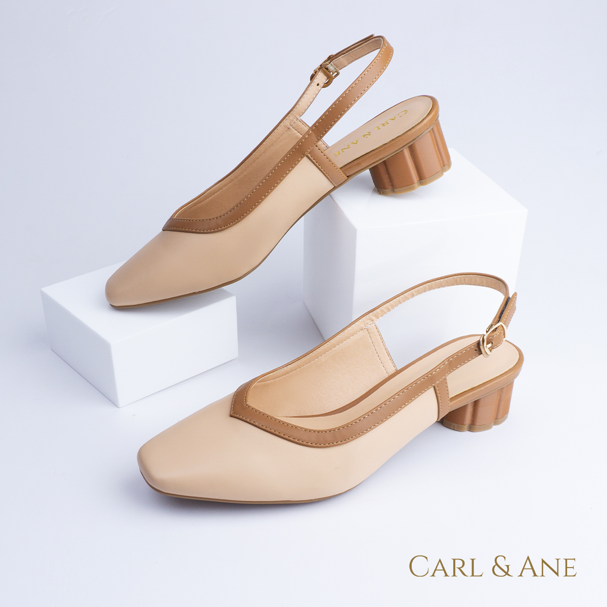 Erosska - Giày cao gót thời trang Erosska mũi vuông hở gót phối dây tinh tế cao 3cm CL005