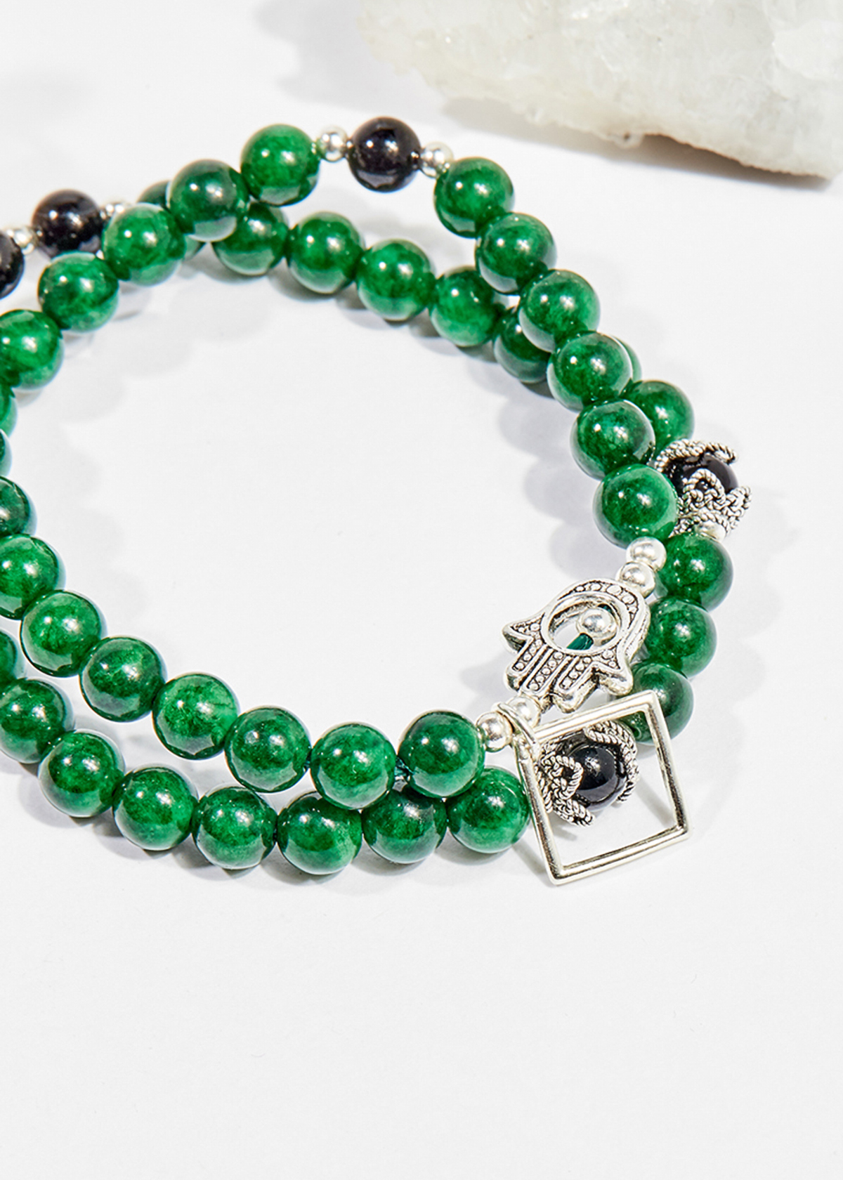 Vòng chuỗi hạt đeo tay 2 line đá cẩm thạch sơn thủy 6mm mệnh mộc , hỏa - Ngọc Quý Gemstones