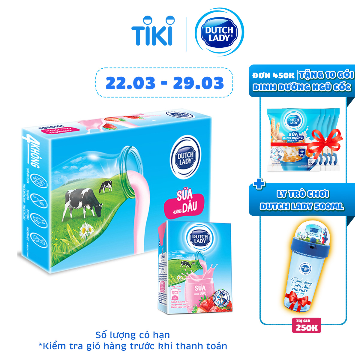 Thùng 48 Hộp Sữa Uống Tiệt Trùng Dutch Lady Cô Gái Hà Lan Dâu (48 x 110ml)