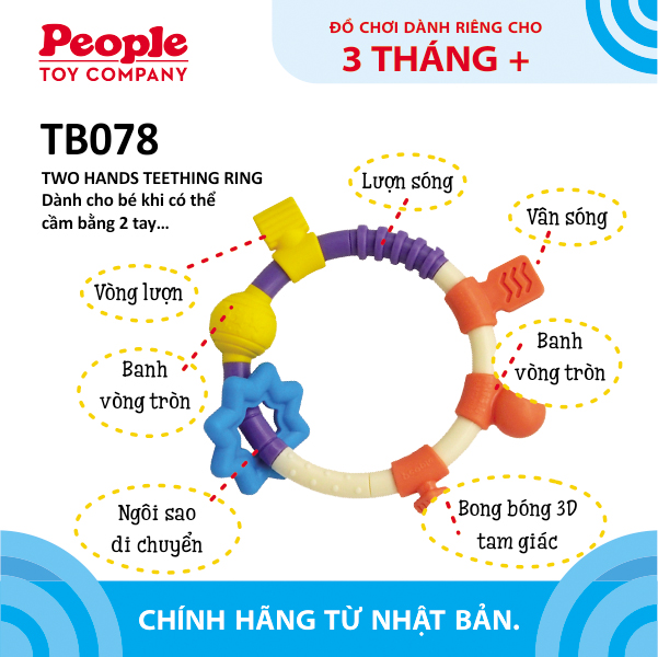 Gặm nướu mềm Nhật Bản chính hãng PEOPLE - 9 Kiểu vân nổi phù hợp cho bé từ 3 tháng tuổi - TB078