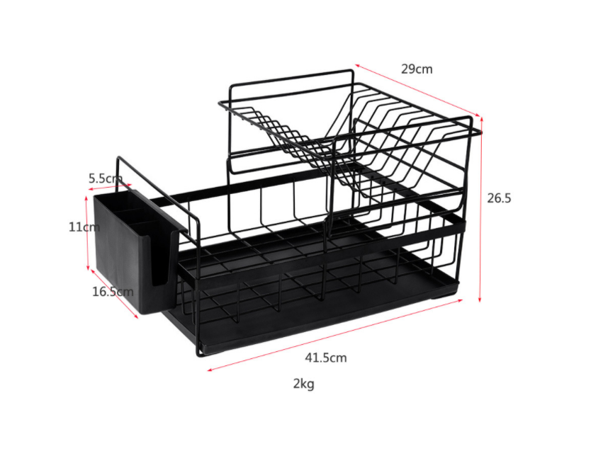 Kệ Úp Chén Bát Đĩa  2 Tầng - Giá Úp Bát Đĩa Mini Nhỏ Gọn - Kèm Khay Hứng Nước &amp; Ống Đựng Đũa (có thể tháo rời) - Chính Hãng Cemill