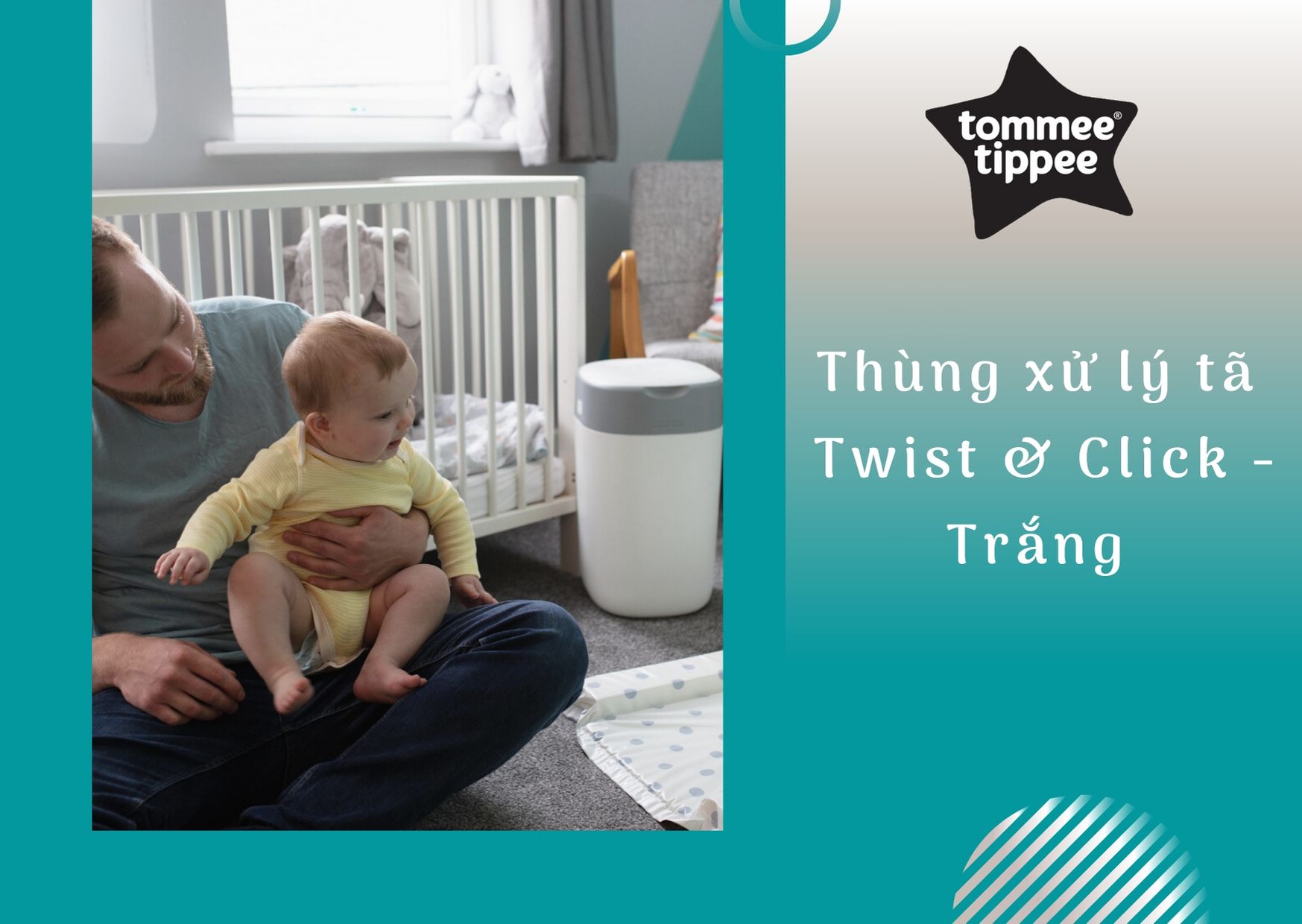 Thùng xử lý tã cho bé Tommee Tippee – Twist &amp; Click – Trắng