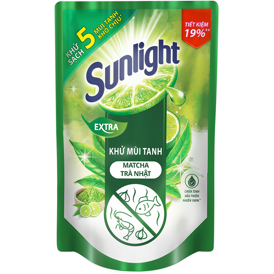 Nước Rửa Chén Sunlight Trà Xanh 750ML combo chai và túi
