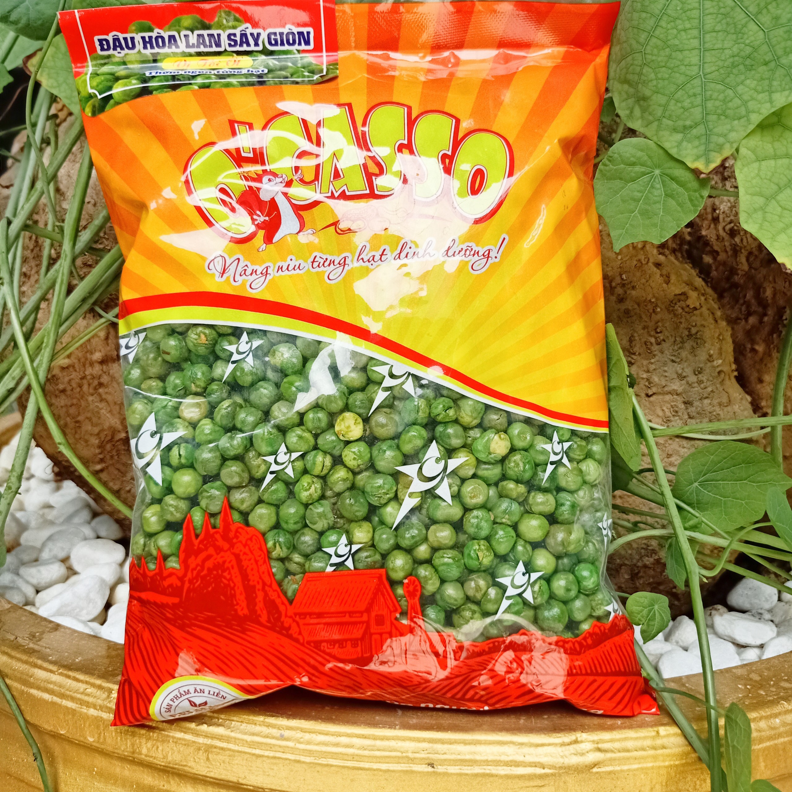 Đậu Hòa Lan Sấy Giòn Vị Tỏi Ớt O'Casso 500g