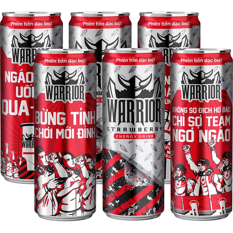 Nước tăng lực Warrior hương dâu 325ml 6 lon