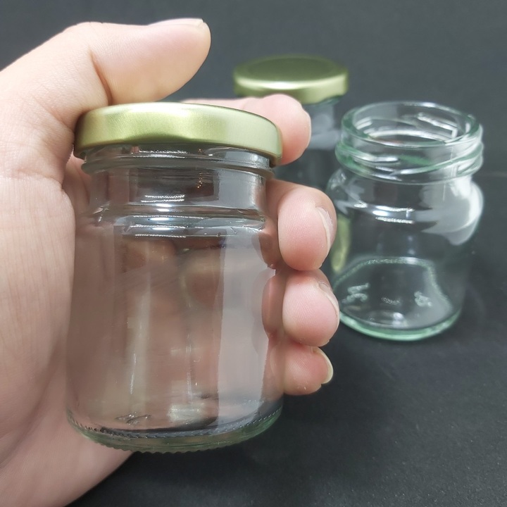 Combo 20 hũ thủy tinh 70ml nắp thiếc vàng vặn - hủ nhỏ đựng yến chưng, dầu dừa, gia vị
