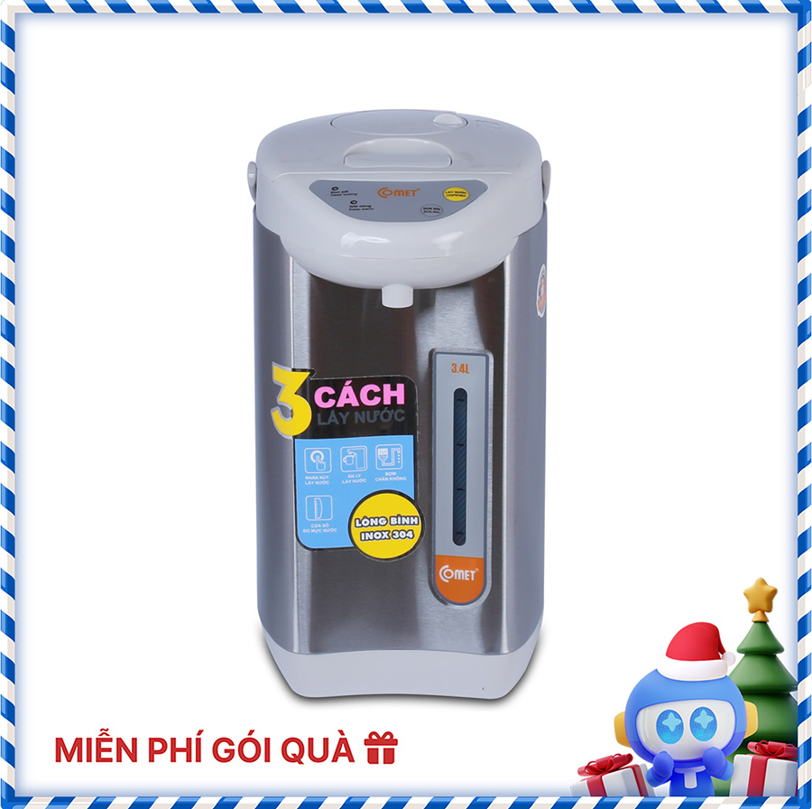 Bình thủy điện thép không gỉ Comet CM3217 3.4 Lít (Bạc) - Hàng Chính Hãng