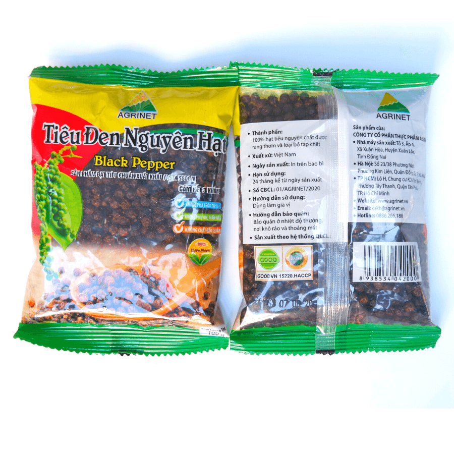 Tiêu Đen Nguyên Hạt Agrinet (100g/gói)