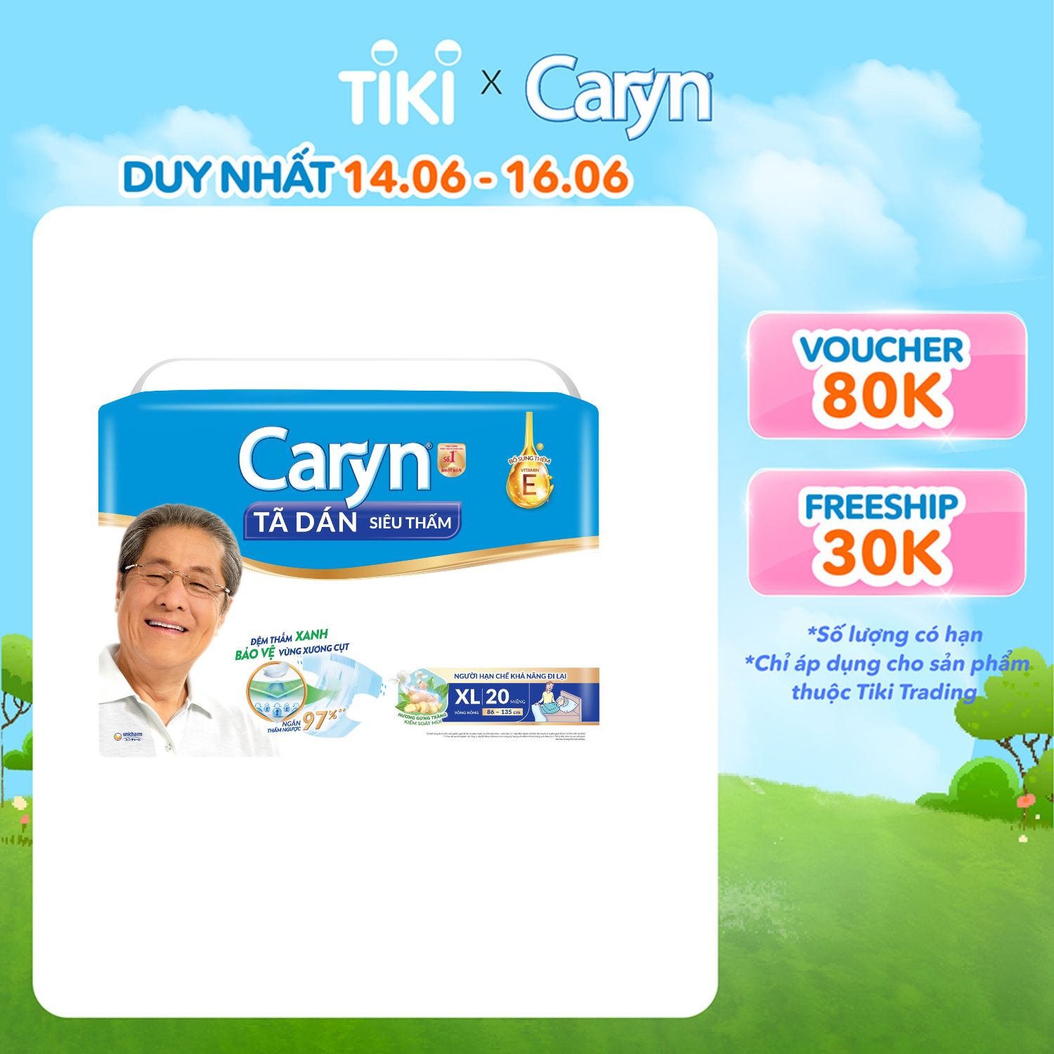 Tã dán Caryn siêu thấm XL20