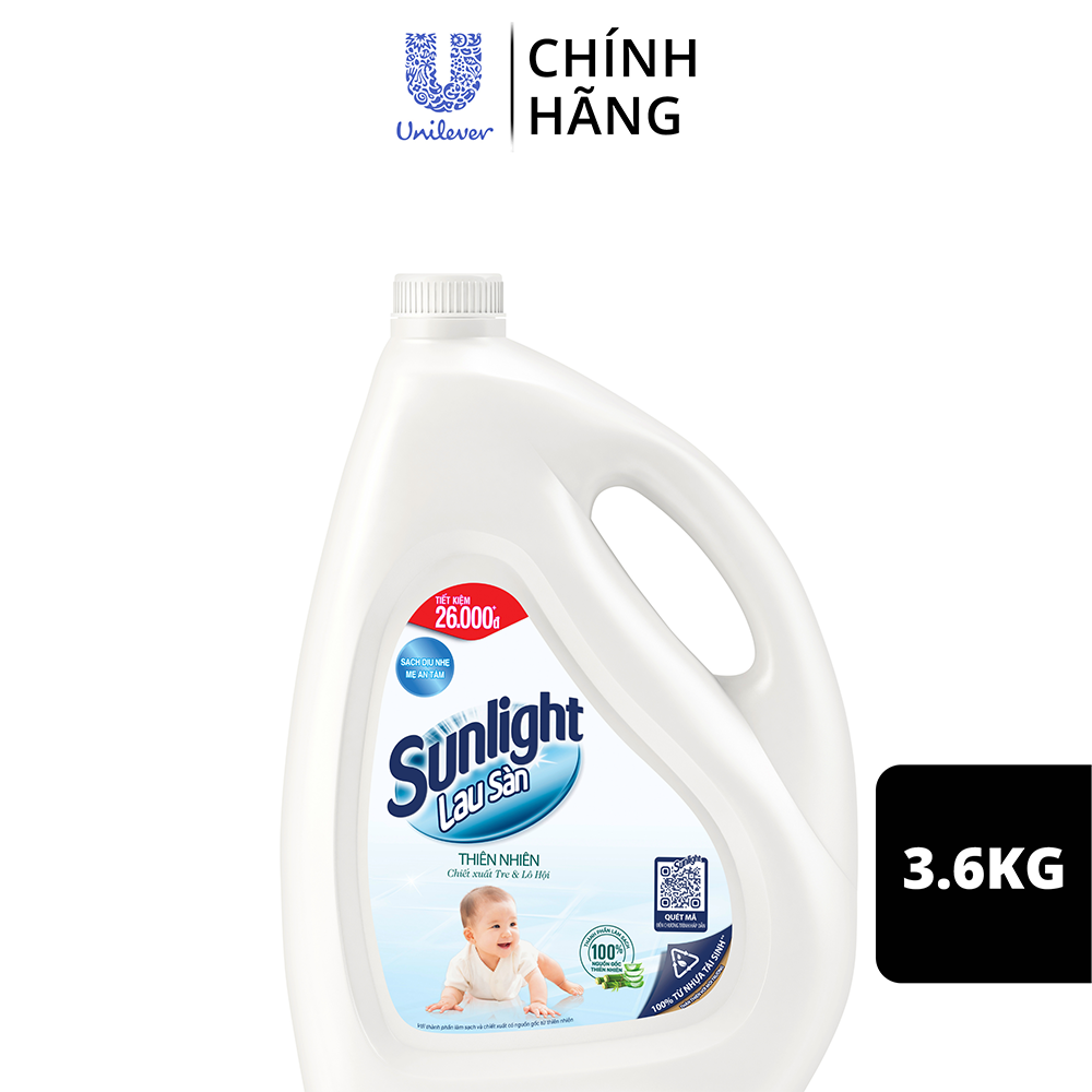 Nước Lau Sàn Sunlight Thiên Nhiên Chiết Xuất Tre & Lô Hội 3,6 Kg - Sạch Dịu Nhẹ - Mẹ An Tâm
