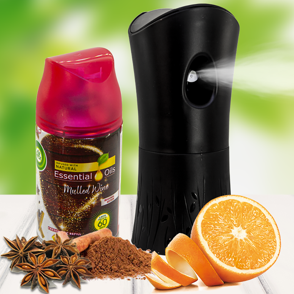 Bộ phun tinh dầu tự động Air Wick Mulled Wine 250ml QT06513 - cam, quế, hồi