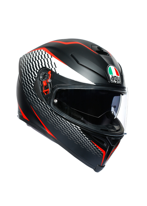 Nón Bảo Hiểm Fullface - AGV K5 S MATT BLACK/WHITE/RED - Hàng Nhập Khẩu Thương Hiệu Ý