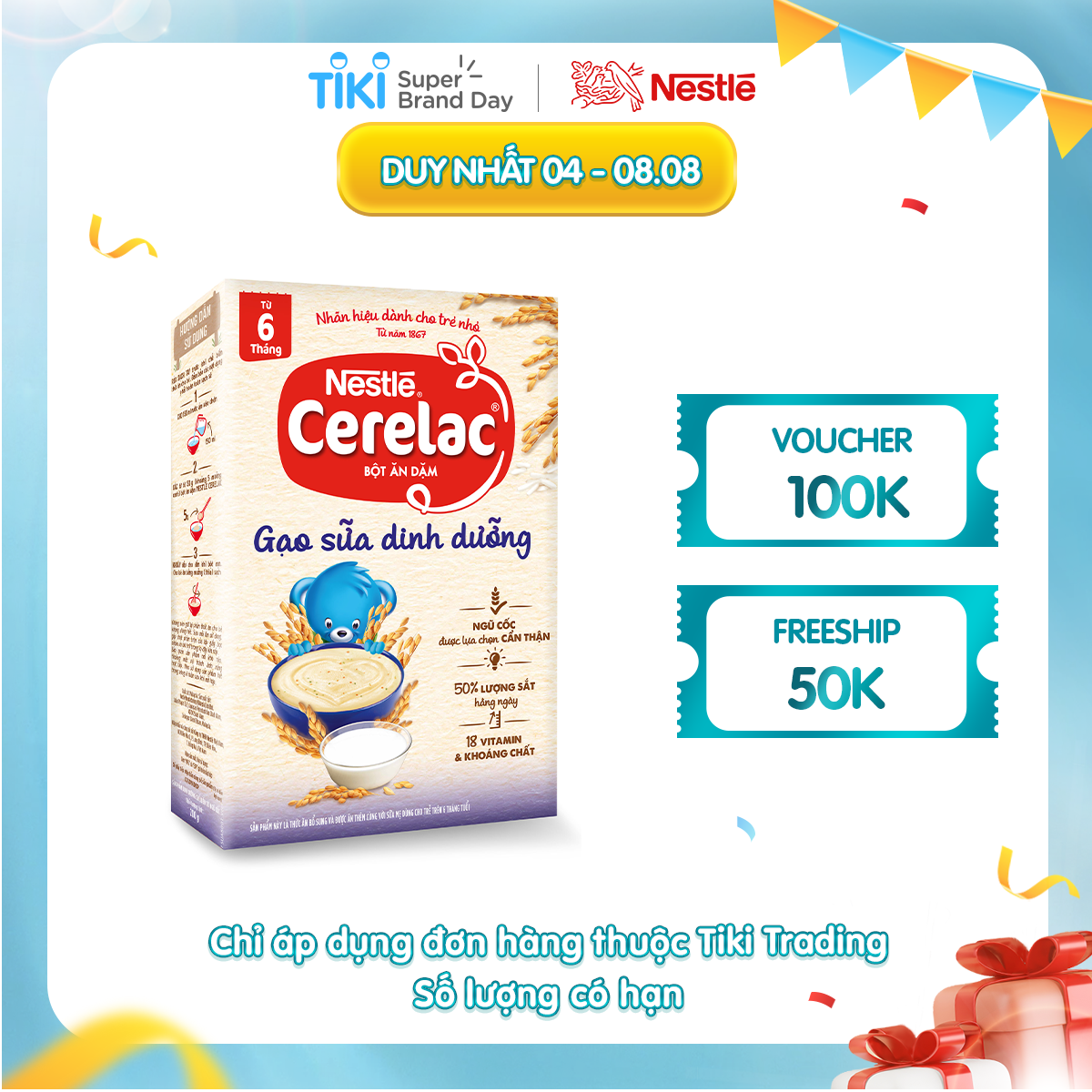 Bột Ăn Dặm Nestlé Cerelac - Gạo Sữa Dinh Dưỡng (200g)