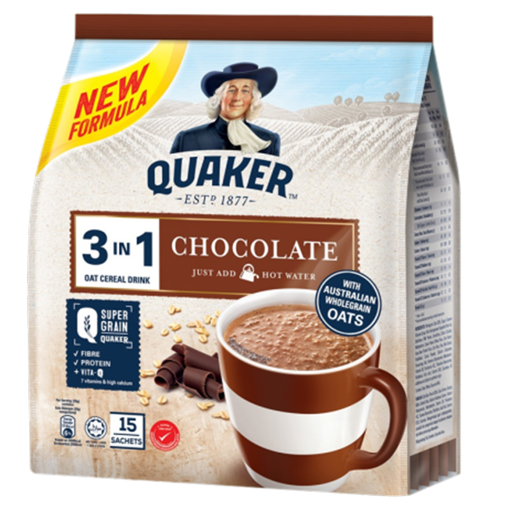 Combo Yến Mạch Thượng Hạng: Yến Mạch Ăn Liền Quaker Hũ 600g &amp; Thức Uống Yến Mạch Quaker 3in1 Vị Chocolate, Truyền Thống