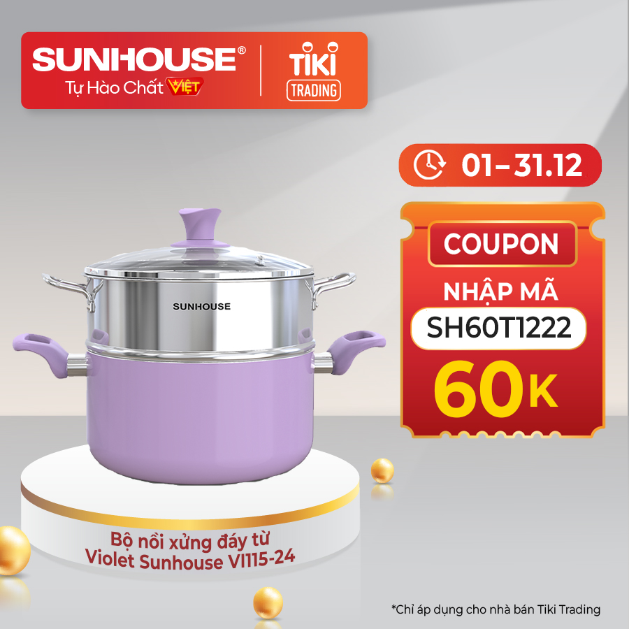 Bộ nồi xửng đáy từ Violet Sunhouse VI115-24