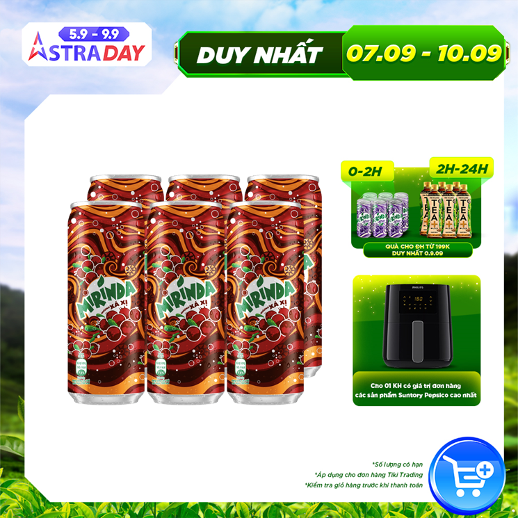 Lốc 6 Lon Nước Ngọt Có Gas Mirinda Xá Xị (320ml/Lon)