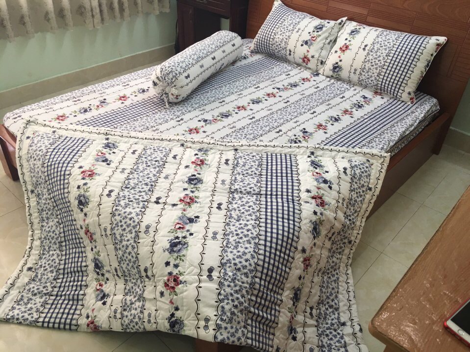 Mền chần gòn Cotton Cao cấp  - Chất liệu 100% Cotton thấm hút tốt, đường may tỉ mỉ