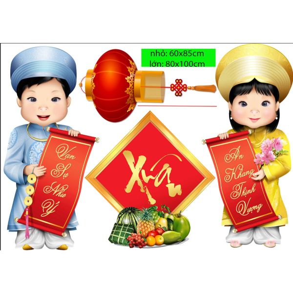 Decal trang trí tết xuân tân sửu - có sẵn keo - decal dán kính trang trì tết PK624