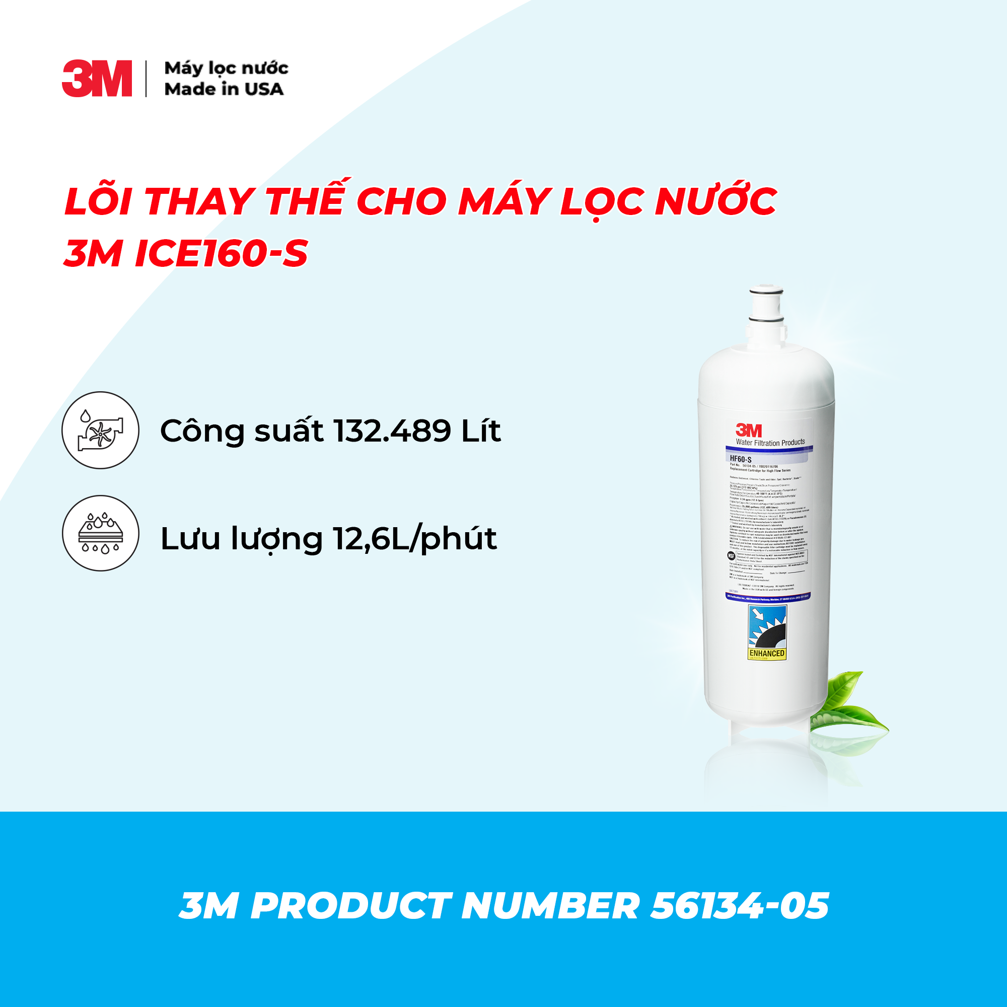 LÕI LỌC THAY THẾ DÙNG CHO MÁY LỌC NƯỚC 3M ICE160-S