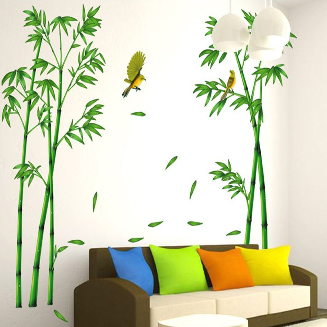 Decal dán tường trang trí phòng khách-Cây trúc xanh-mã sp DLX0779