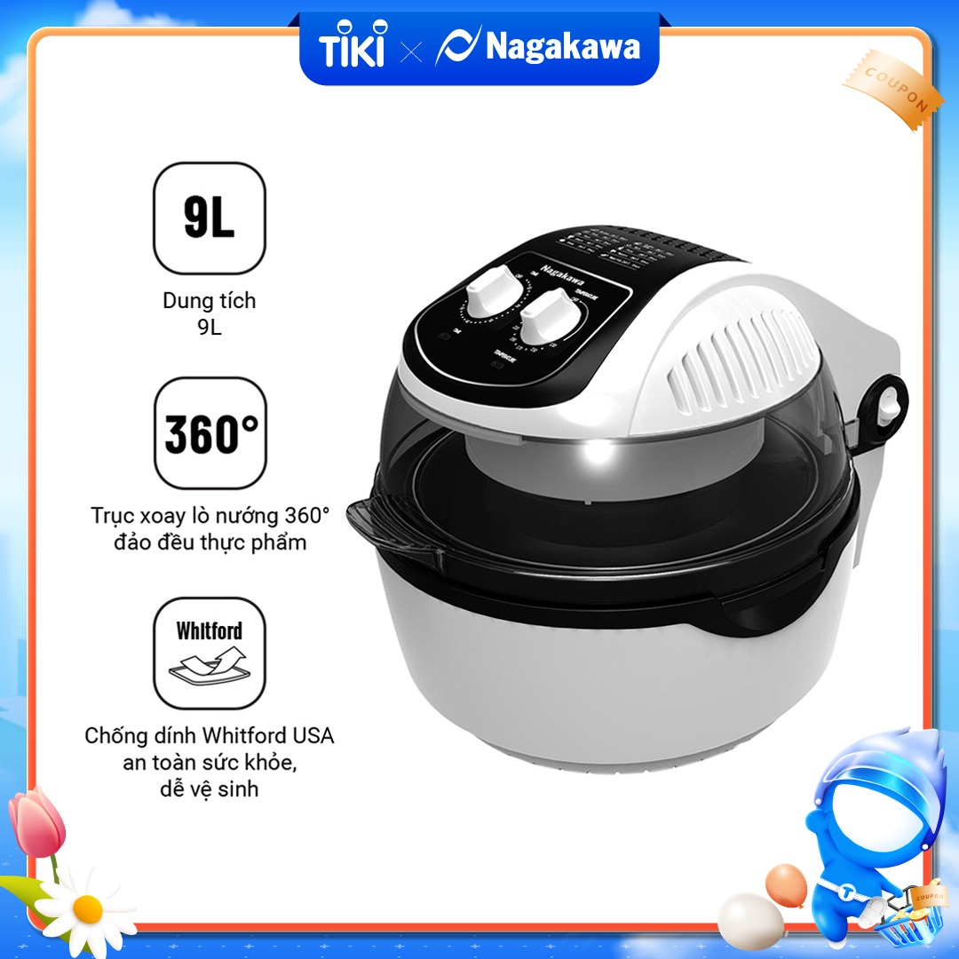 Nồi Chiên Không Dầu Đa Năng 360 độ Nagakawa NAG3302 (9 lít) - Hàng chính hãng