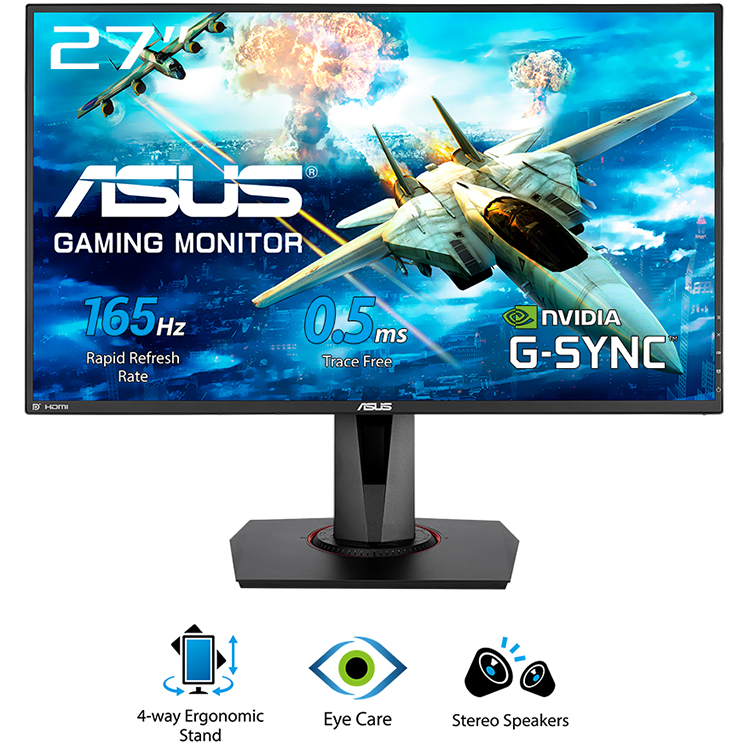 Màn Hình Gaming Asus VG278QR 27 Inch Full HD (1920 x 1080) 0.5ms 165Hz G-Sync TN Stereo RMS 2W x 2 - Hàng Chính Hãng