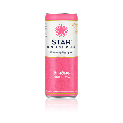 Lốc 6 lon thức uống lên men STAR KOMBUCHA Ổi hồng / Pink Guava